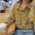 Blusa amarela de manga comprida gola redonda estilo western